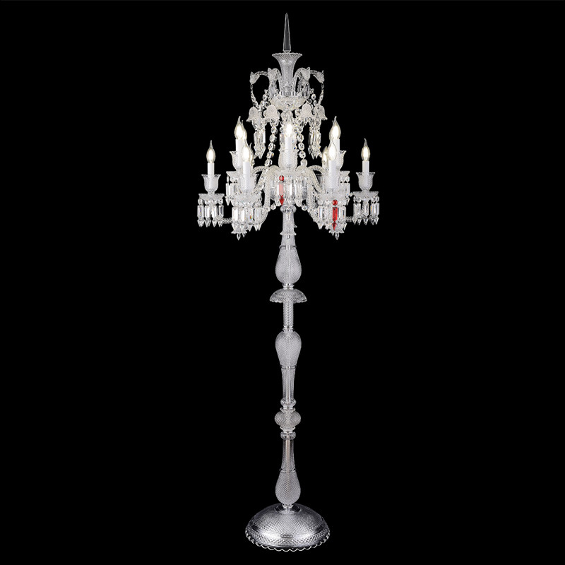 Торшер с 12-ю белыми текстильными абажурами и хрустальными подвесками Lustre Reverie