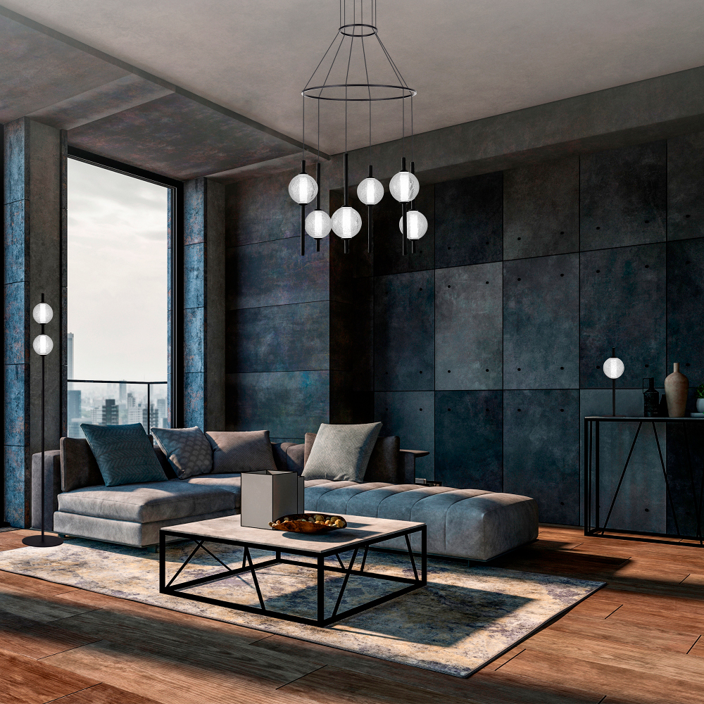 Торшер с 2-мя сферическими стеклянными плафонами Splatter