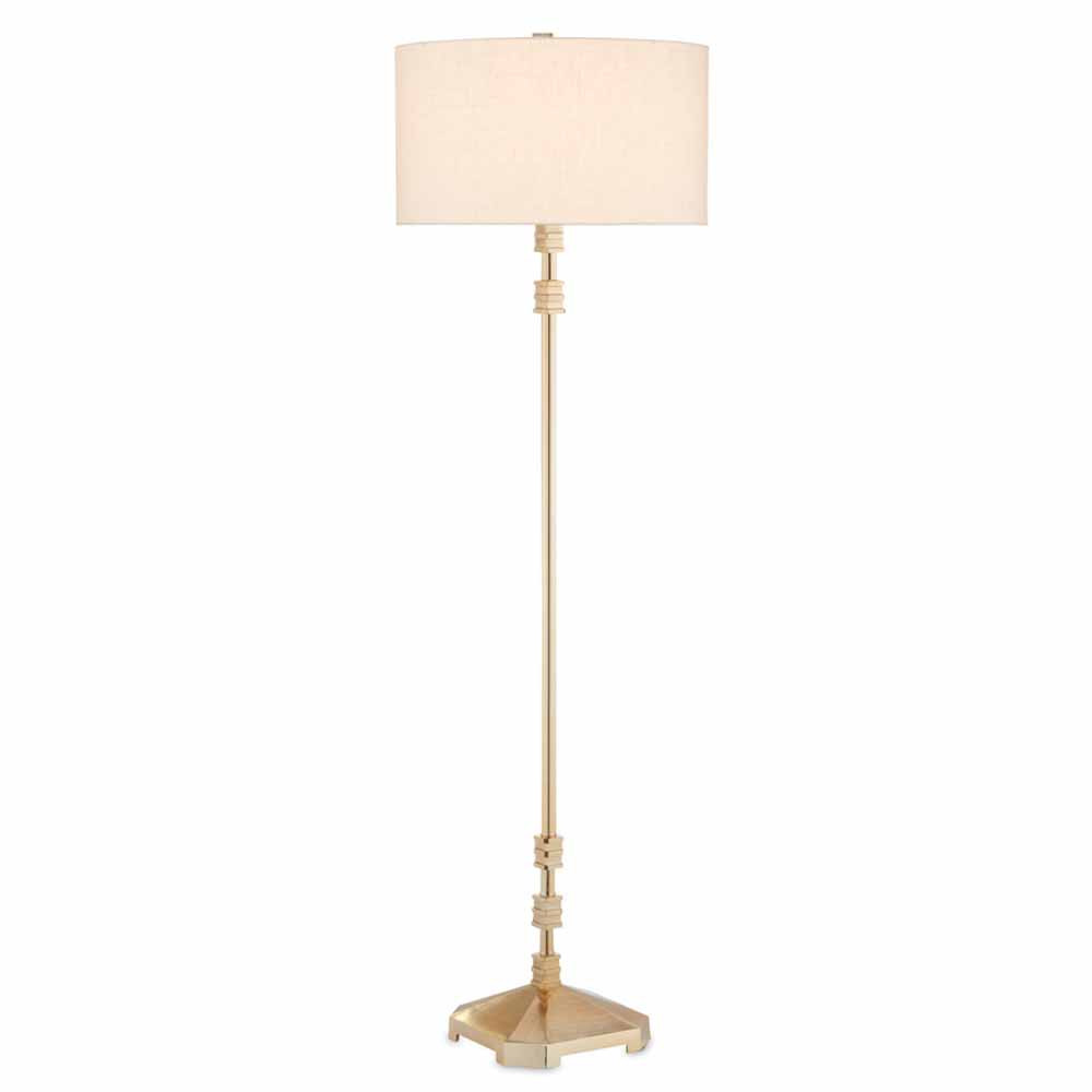 Торшер с абажуром в форме цилиндра на золотистом каркасе Floor lamp Amanda