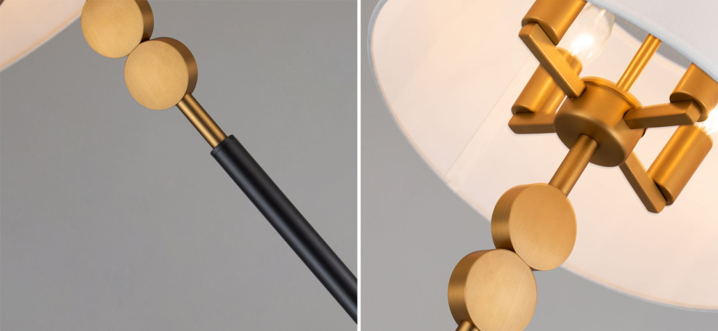 Торшер с абажуром из белой атласной ткани MOGIR