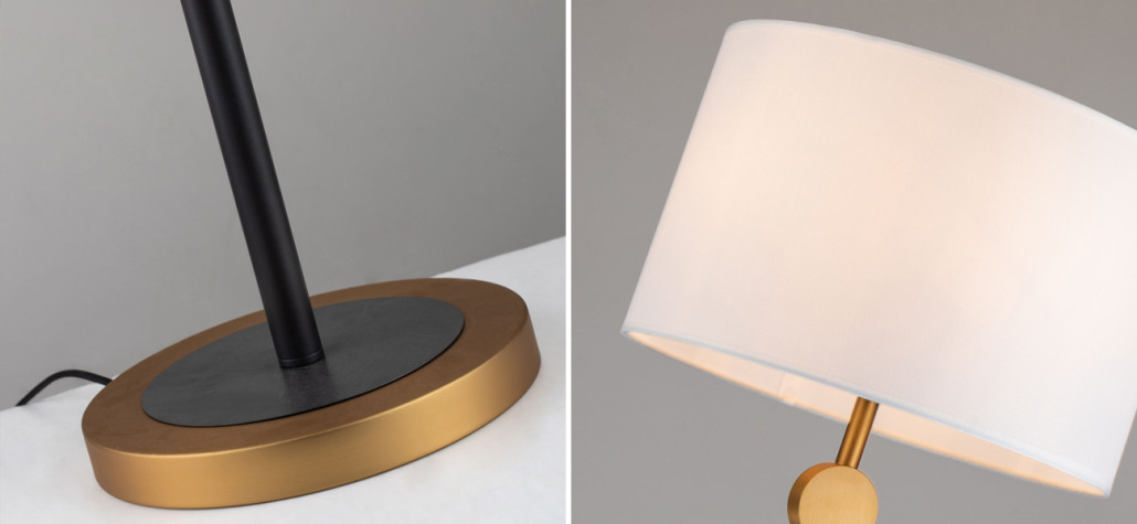 Торшер с абажуром из белой атласной ткани MOGIR