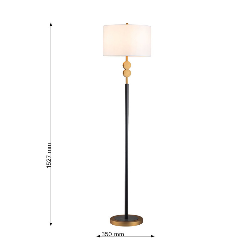 Торшер с абажуром из белой атласной ткани MOGIR