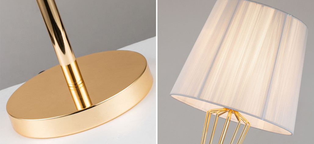 Торшер с абажуром из серых нитей Voile