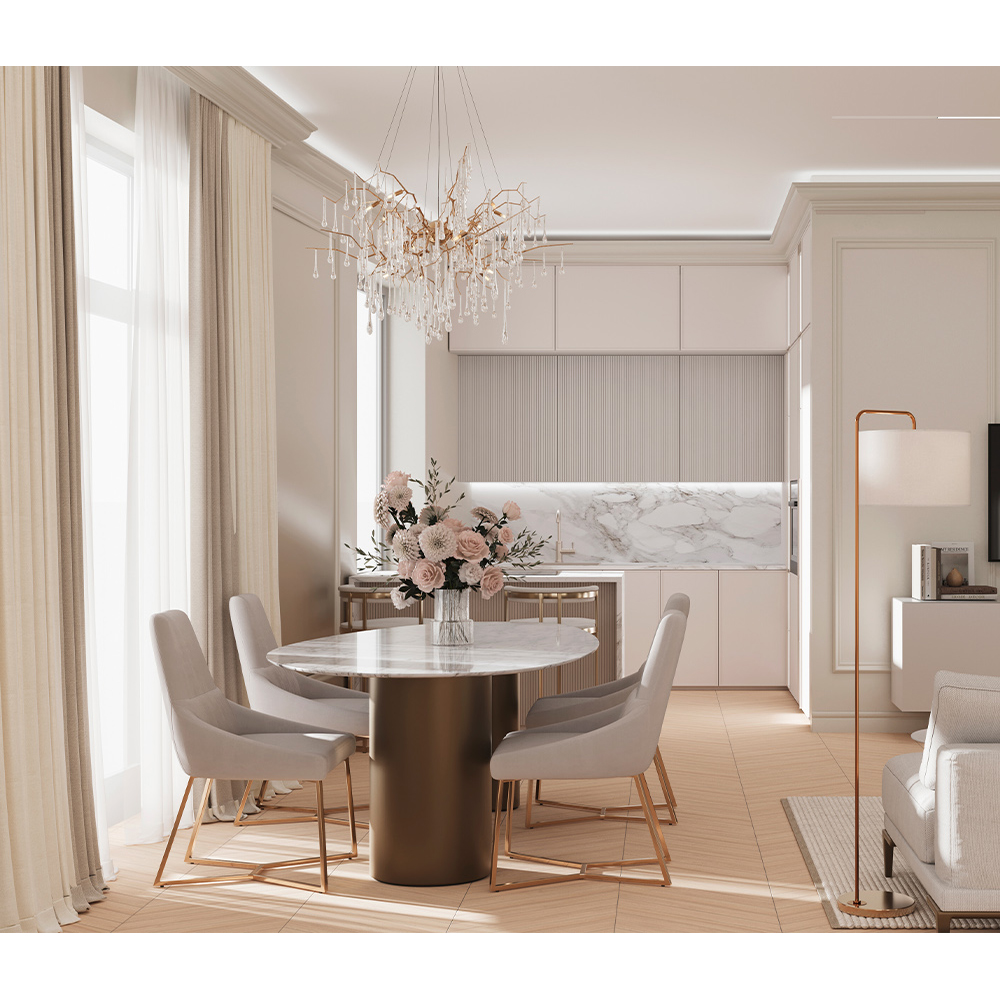 Торшер с белым тканевым абажуром на мраморном основании Cconcise