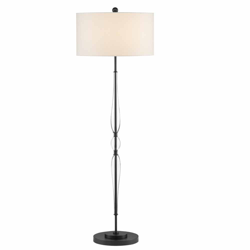 Торшер с декором из стекла на черном каркасе Lightness Graceful