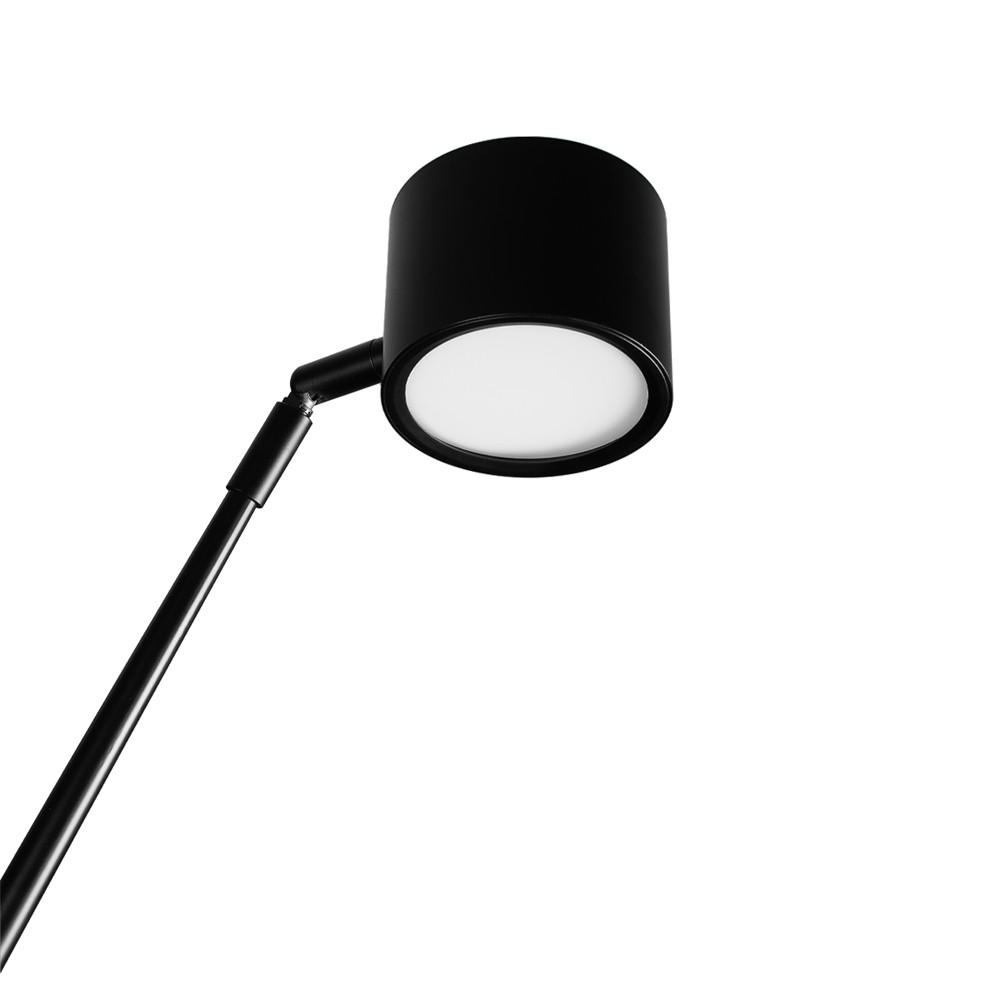 Торшер с изогнутой черной металлической стойкой и цилиндрическим плафоном Davide Groppi