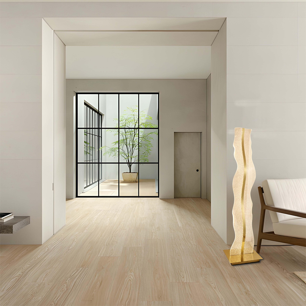 Торшер с изогнутым каркасом Golden Wave