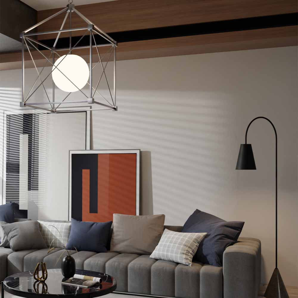 Торшер с изогнутым корпусом на бетонном основании Black Portland