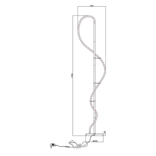 Торшер с изогнутым светодиодным элементом на металлическом основании Luke Lampco Tracer Lamp