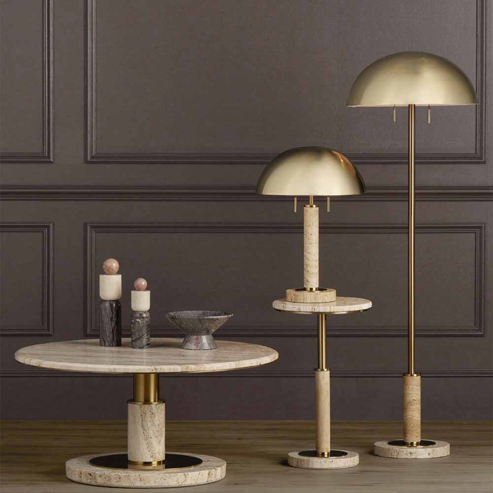 Торшер с куполообразным абажуром на каменном основании Riverside Floor Lamp