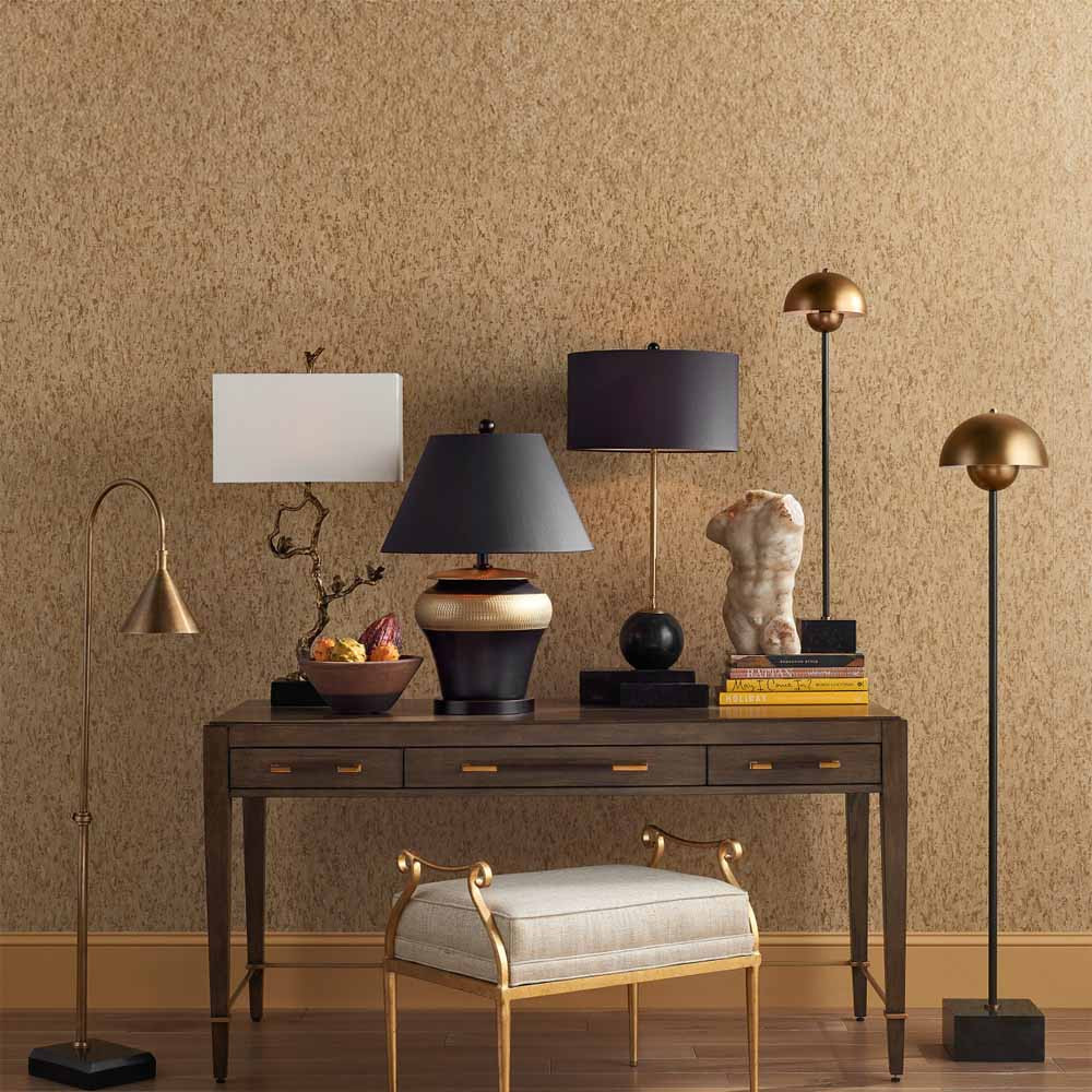 Торшер с куполообразным абажуром на чёрном мраморном основании Riverside Floor Lamp