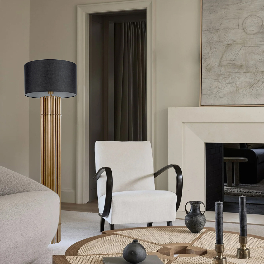 Торшер с металлическим золотым трубчатым основанием Fulgurite