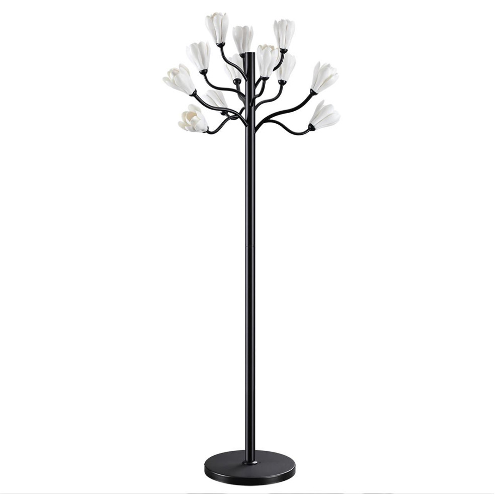 Торшер с плафонами из белых фарфоровых цветов на изогнутых ветвях Floralis
