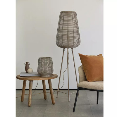 Торшер с плетеным металлическим плафоном Wicker Iron Lamp