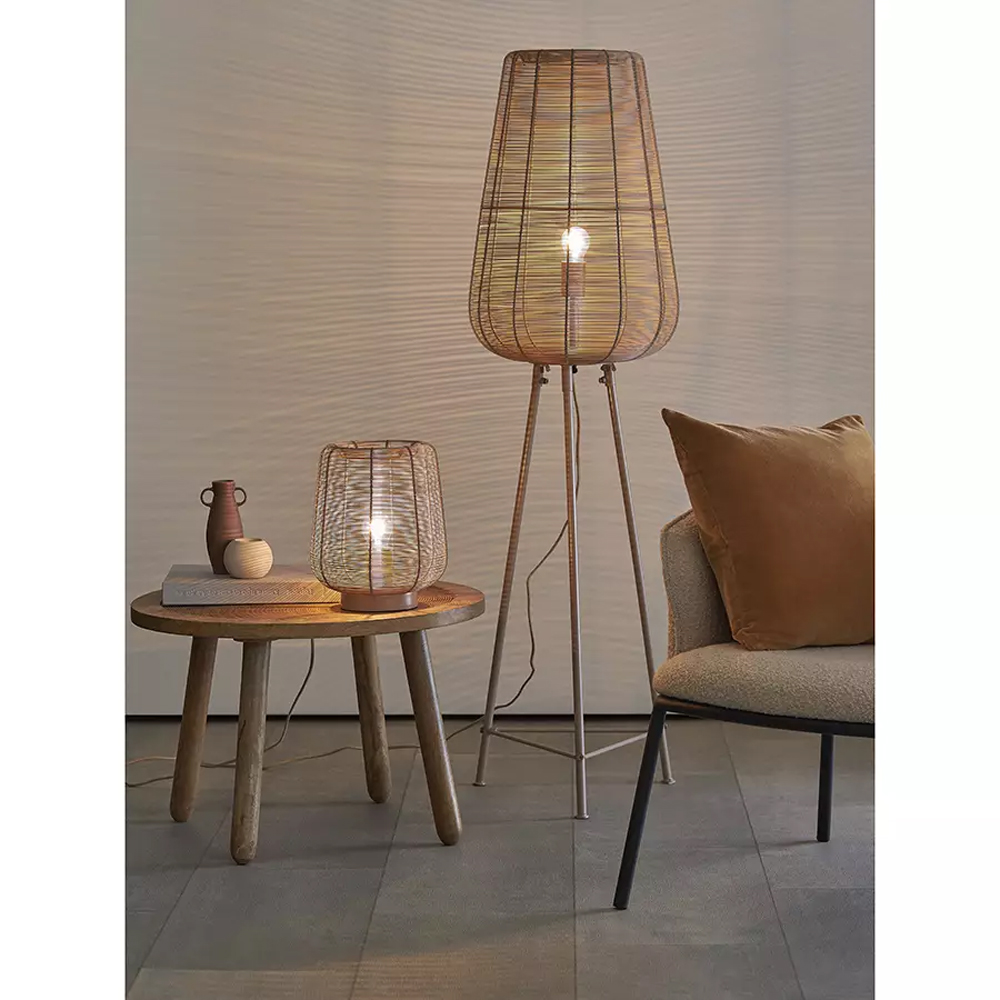 Торшер с плетеным металлическим плафоном Wicker Iron Lamp