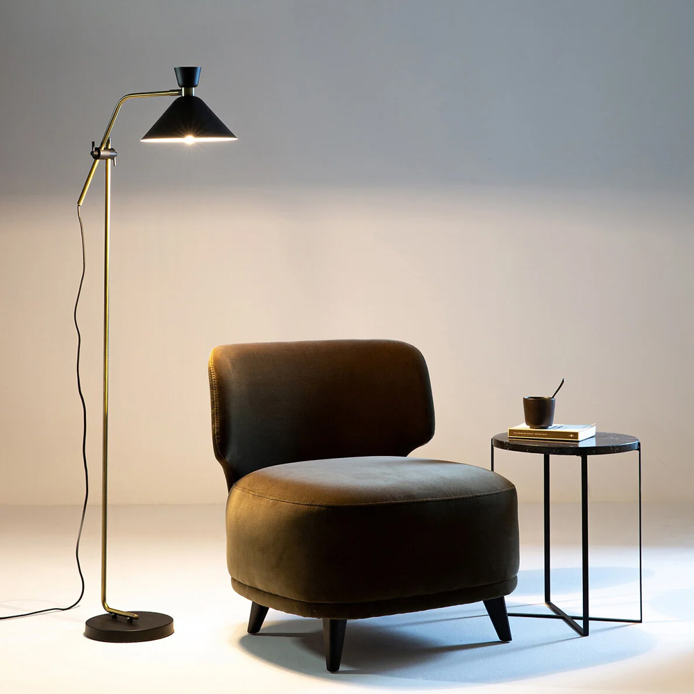 Торшер с поворотным плафоном Davy Brass Floor Lamp