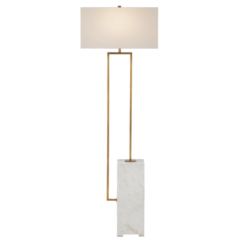 Торшер с прямоугольным абажуром на белом мраморном основании Asymmetry on Marble