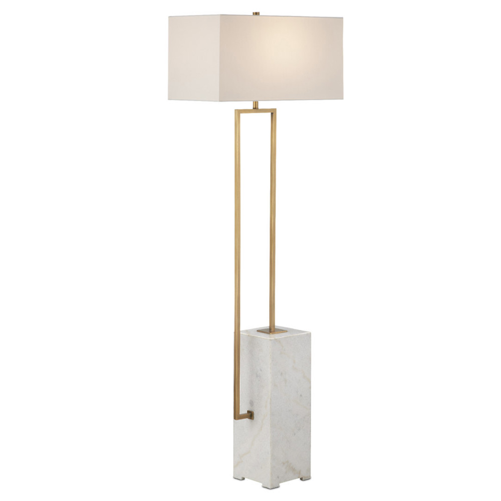 Торшер с прямоугольным абажуром на белом мраморном основании Asymmetry on Marble