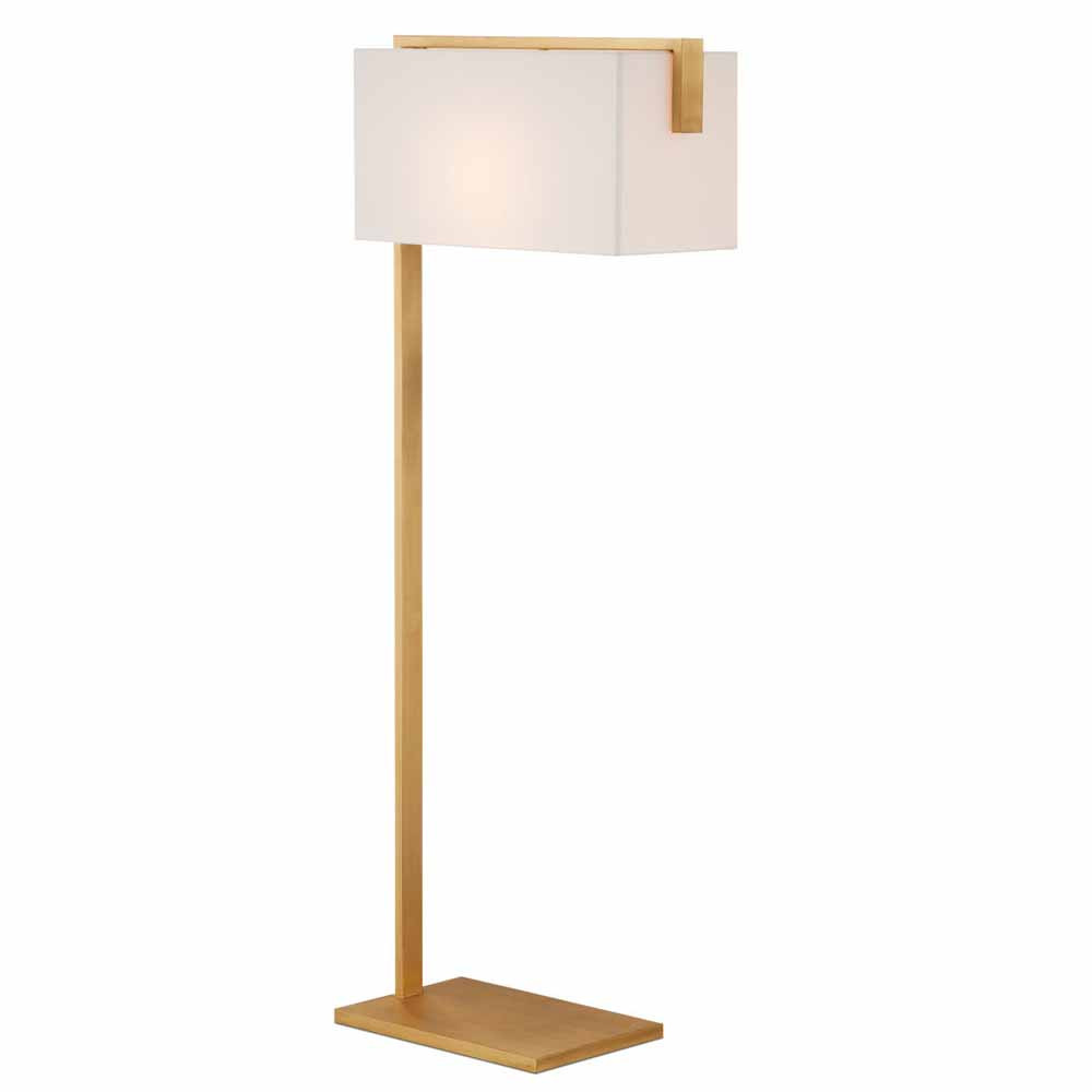 Торшер с прямоугольным абажуром на золотом металлическом каркасе Rectangular Plane