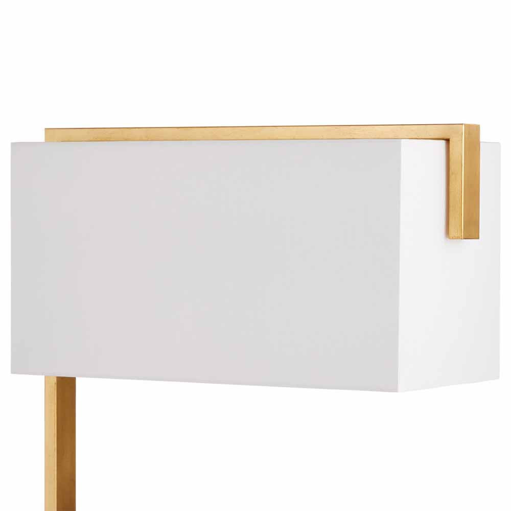 Торшер с прямоугольным абажуром на золотом металлическом каркасе Rectangular Plane