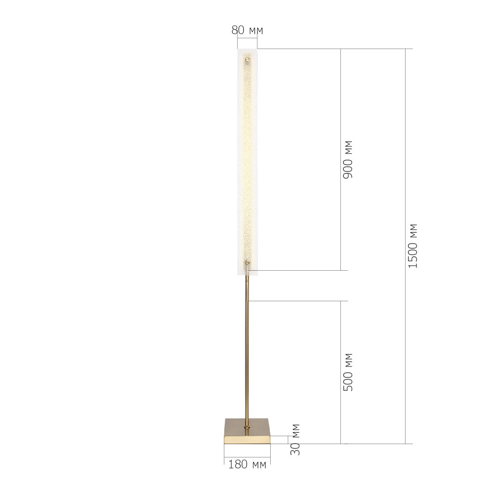Торшер с прямоугольным плафоном с эффектом морозного стекла Freezing
