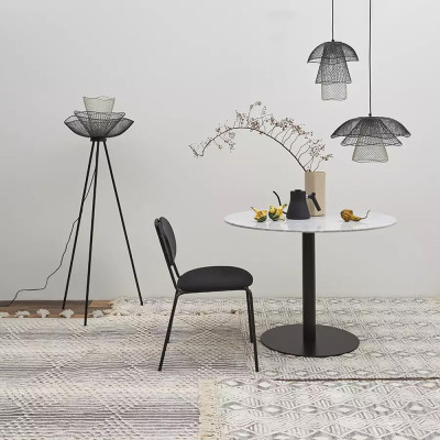 Торшер с трехъярусным плафоном из металлической сетки Metal Mesh Floor Lamp