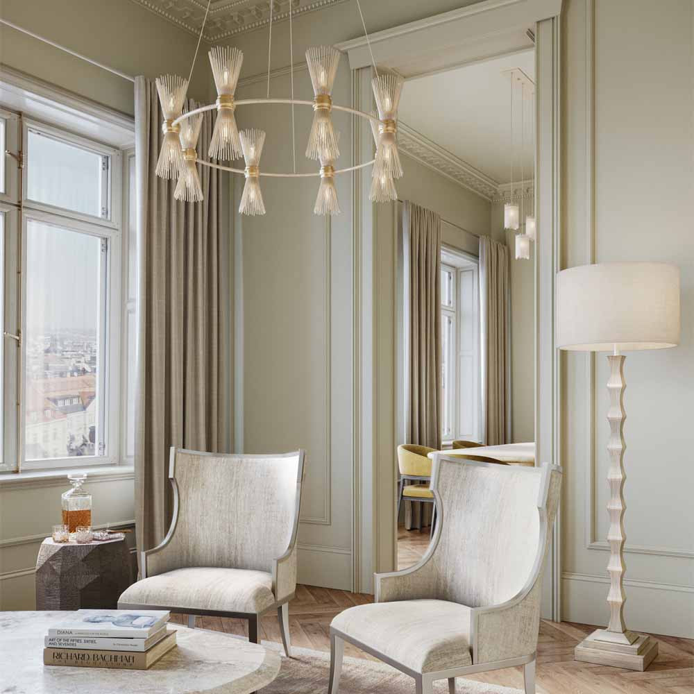 Торшер с фактурным каркасом и прямоугольным тканевым абажуром Shiye and Simplicity