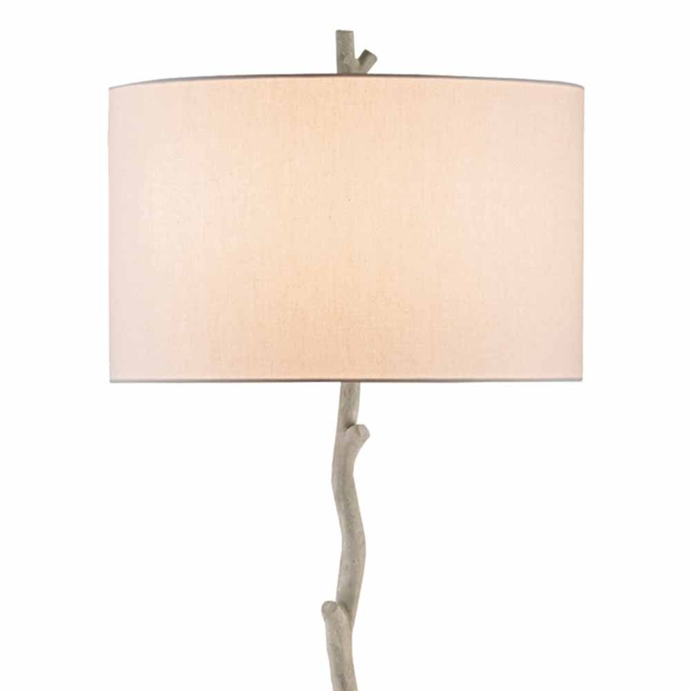 Торшер с цилиндрическим тканевым абажуром на каркасе в виде тонкого дерева Gray Branch