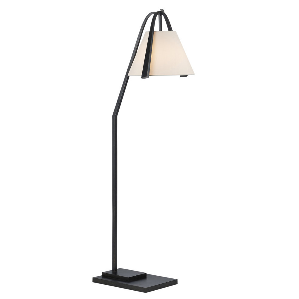 Торшер с черным каркасом и белым тканевым абажуром в форме конуса Stylish Solution