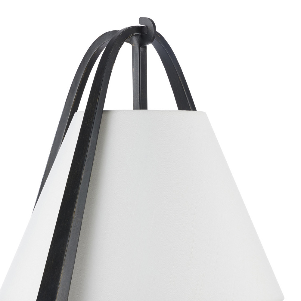 Торшер с черным каркасом и белым тканевым абажуром в форме конуса Stylish Solution