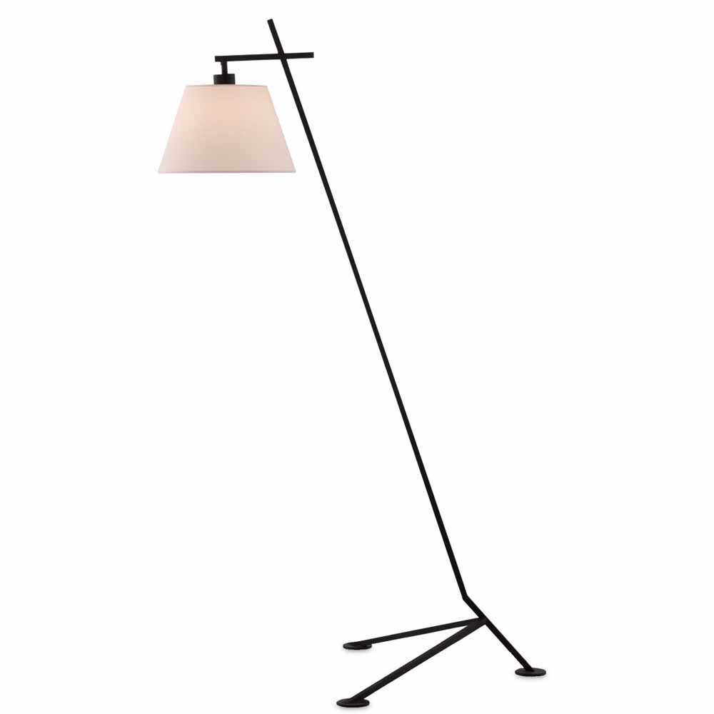 Торшер с черным наклонным корпусом и конусовидным абажуром Black Tripod