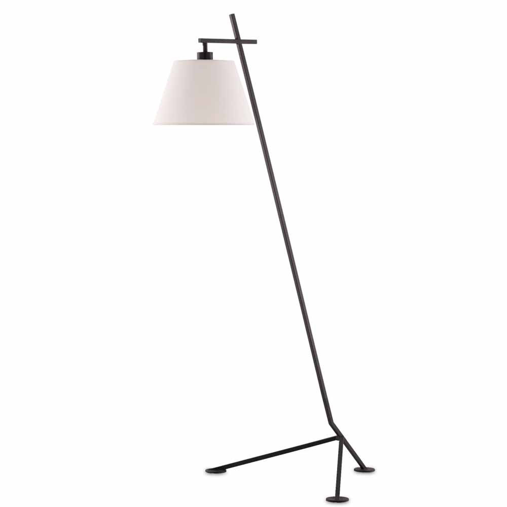 Торшер с черным наклонным корпусом и конусовидным абажуром Black Tripod