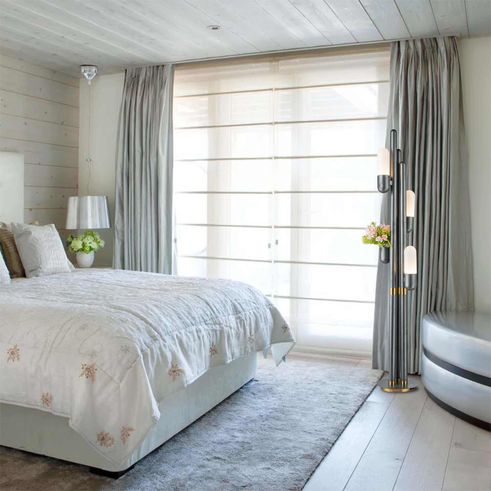 Торшер светодиодный с серым металлическим каркасом Generosity