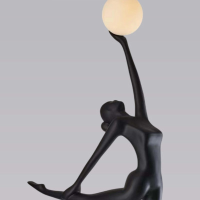 Торшер черная статуэтка Девушка Girl Carries Light Balls