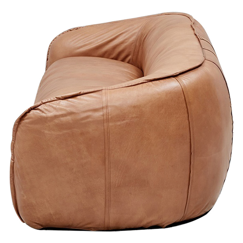 Трехместный диван с кожаной обивкой коричневый Coste Leather Sofa