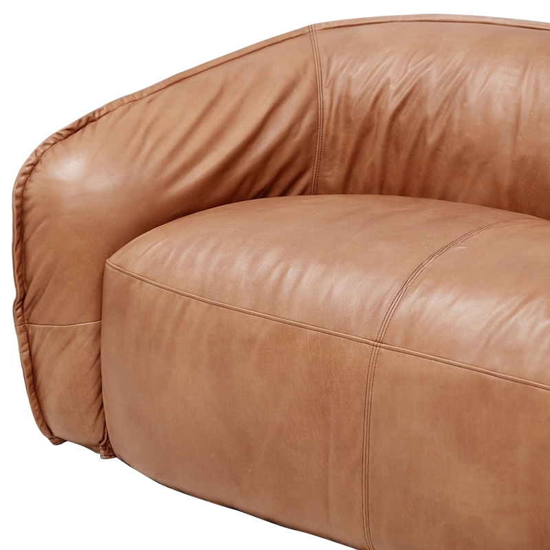 Трехместный диван с кожаной обивкой коричневый Coste Leather Sofa