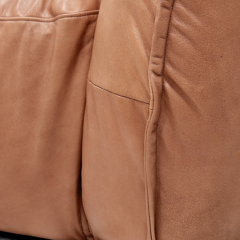 Трехместный диван с кожаной обивкой коричневый Coste Leather Sofa