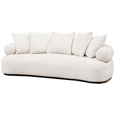 Трехместный диван с обивкой букле молочного цвета Leonois Boucle Sofa
