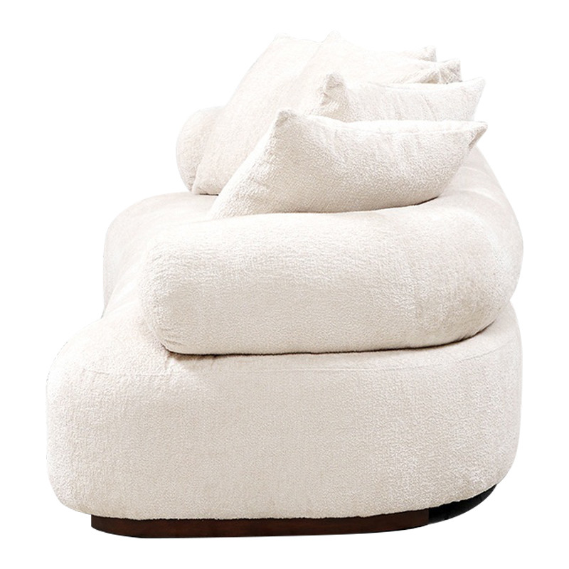 Трехместный диван с обивкой букле молочного цвета Leonois Boucle Sofa