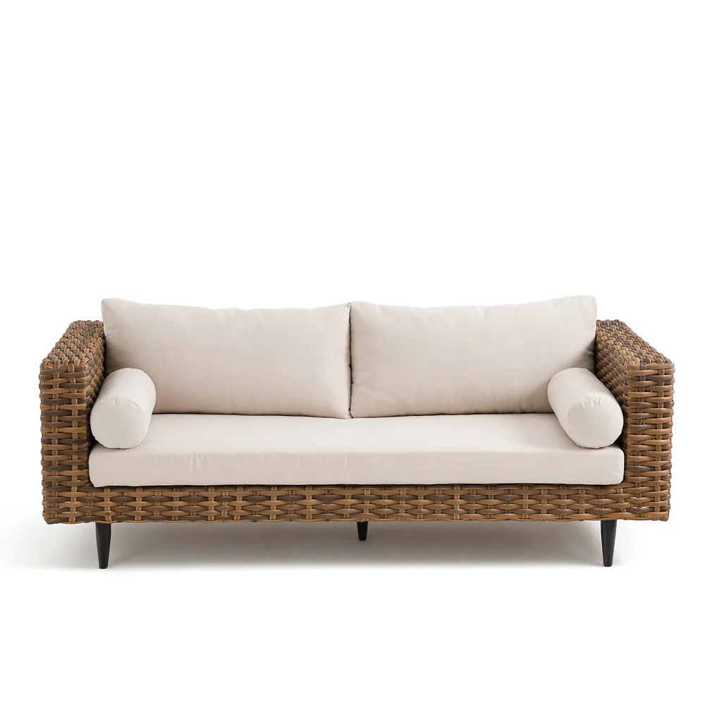 Трехместный садовый диван из плетеного пластика Matteo