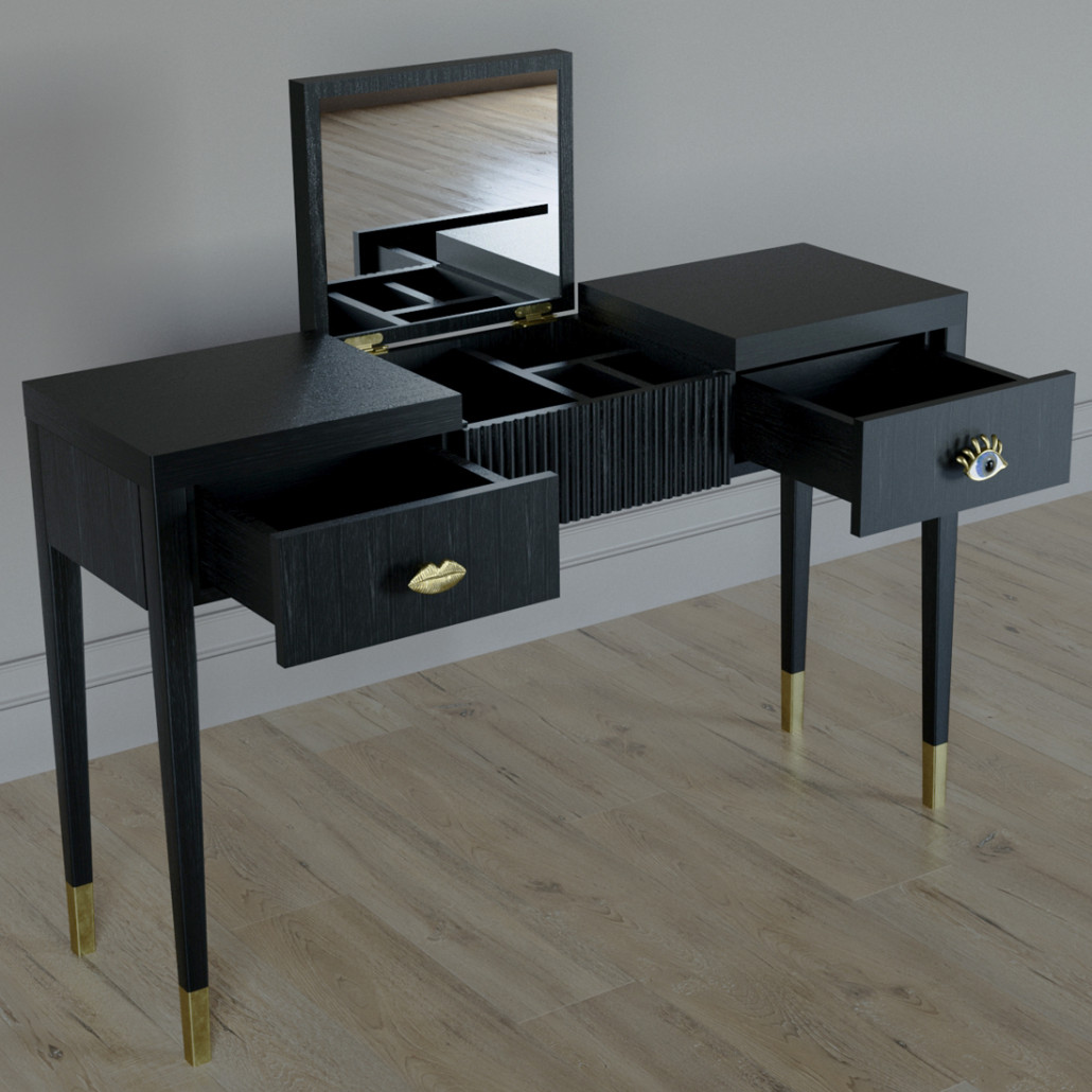Туалетный стол - Трельяж Elsa Dreams Black 120 см
