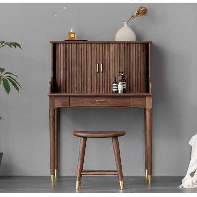 Туалетный стол деревянный с ящиком и зеркалом Moon Walnut Furniture