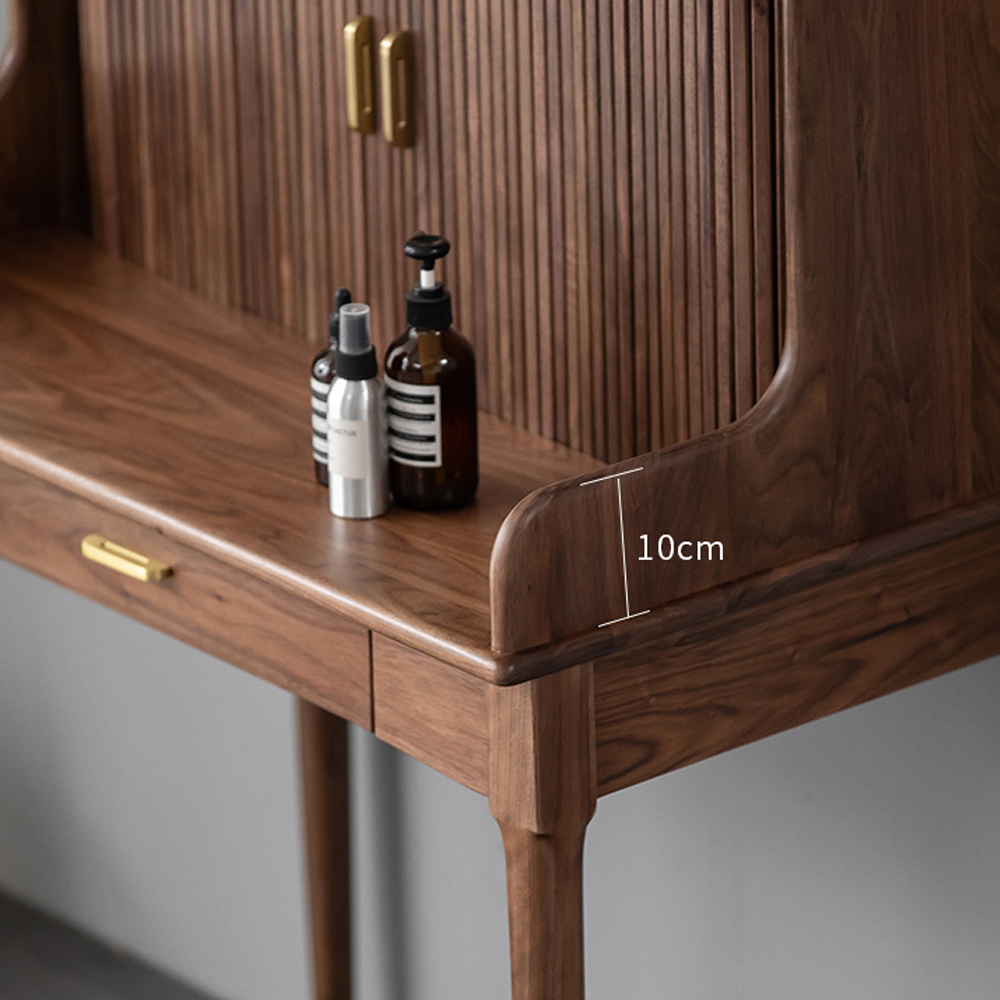 Туалетный стол деревянный с ящиком и зеркалом Moon Walnut Furniture