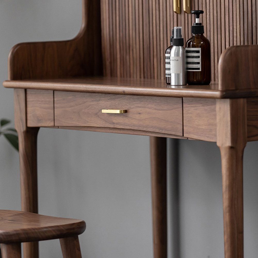 Туалетный стол деревянный с ящиком и зеркалом Moon Walnut Furniture