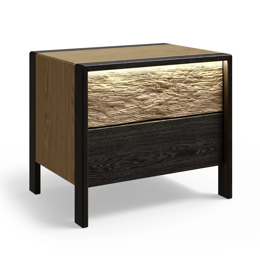 Тумба 2 ящика с подсветкой на рельефном фасаде Warm Industrial