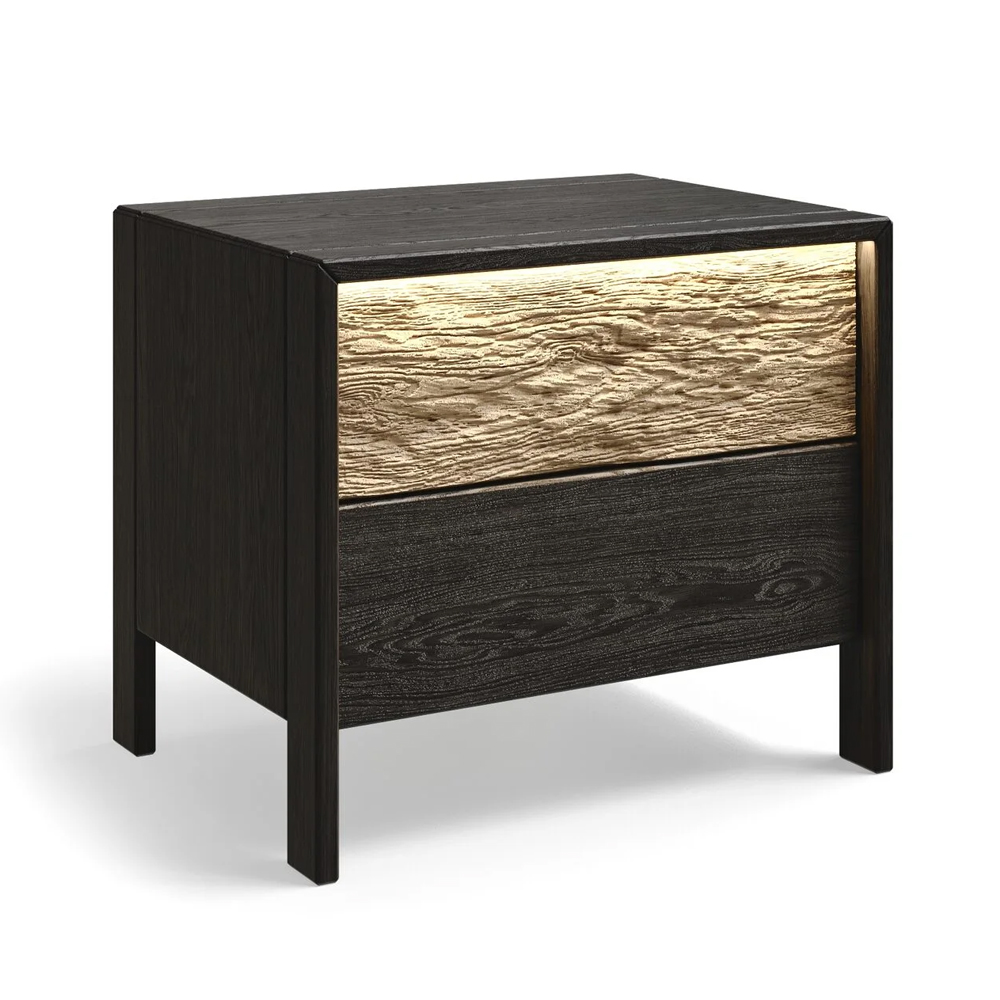 Тумба 2 ящика с подсветкой на рельефном фасаде Warm Industrial