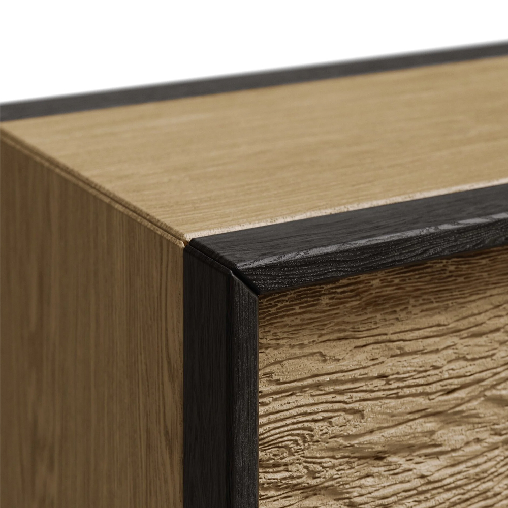 Тумба 2 ящика с подсветкой на рельефном фасаде Warm Industrial