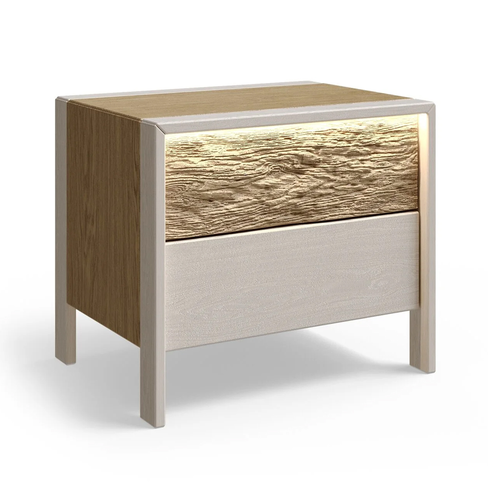 Тумба 2 ящика с подсветкой на рельефном фасаде Warm Industrial