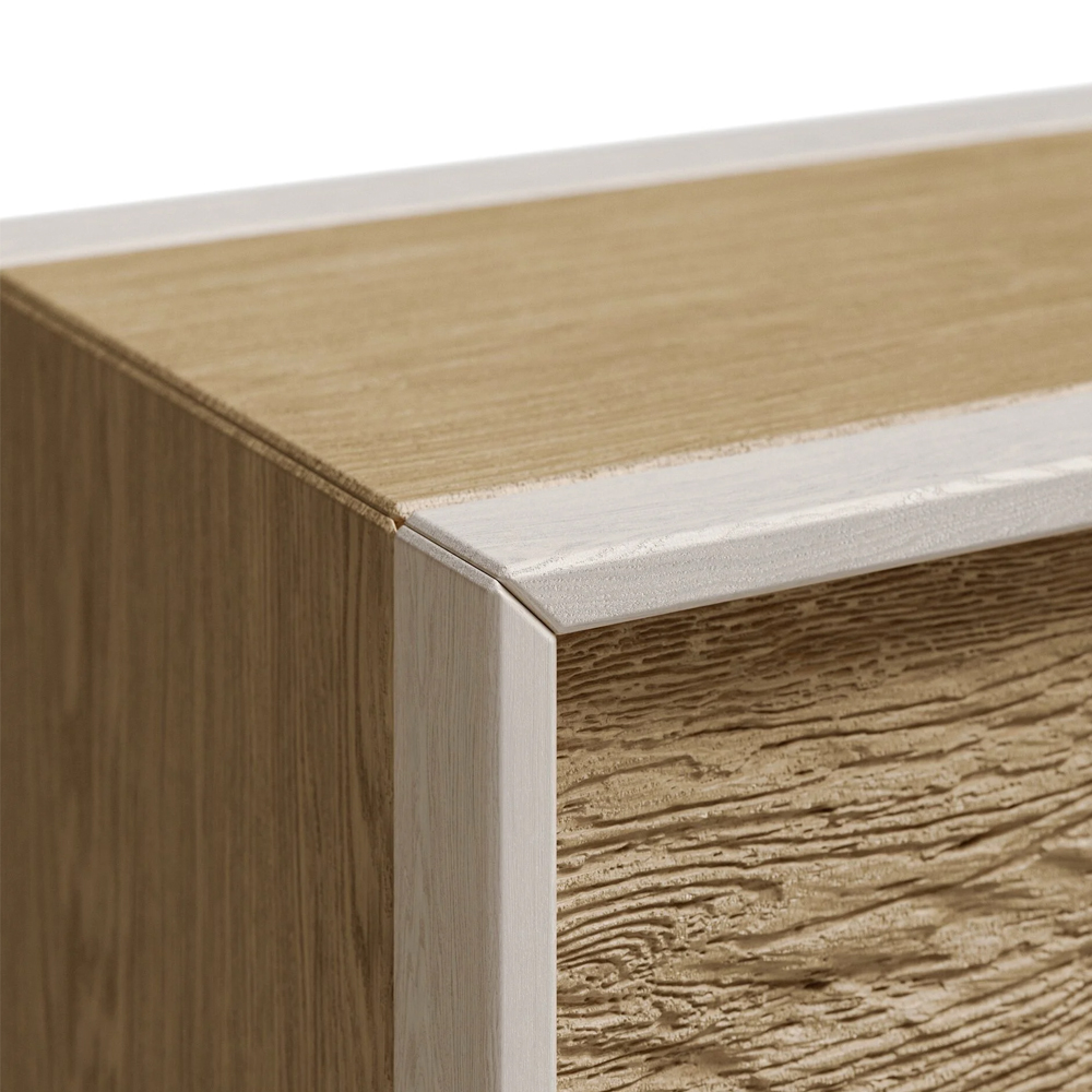 Тумба 2 ящика с подсветкой на рельефном фасаде Warm Industrial