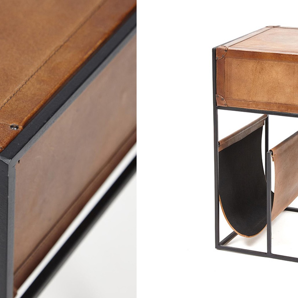 Тумба Industrial leather magazine rack